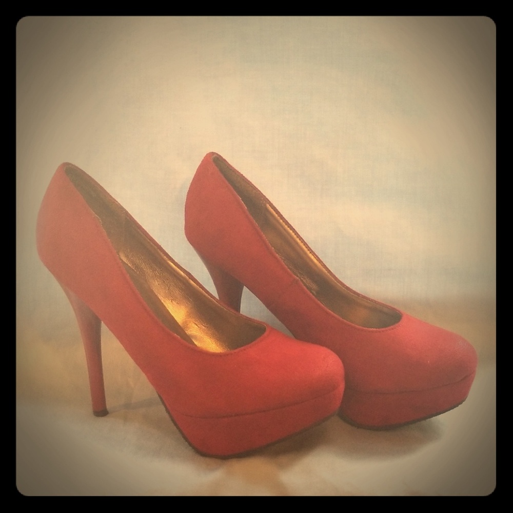 Red Suede Stilettos